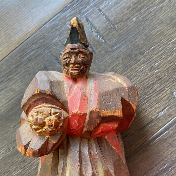 VINTAGE Japanese Wood Carving Painted - Picture 4 of 6